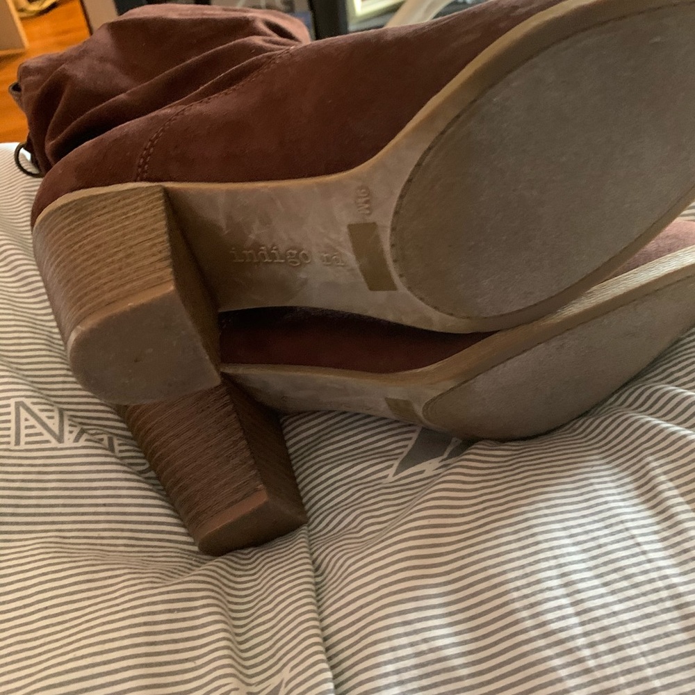 Brown suede cowboy boots